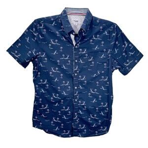 CRAFT + FLOW‎ VOYAGE | Short Sleeve Button Down Shirt Navy Blue S
